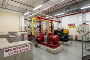 חדר משאבות כיבוי אש ומאגר מים למערכת ספרינקלרים